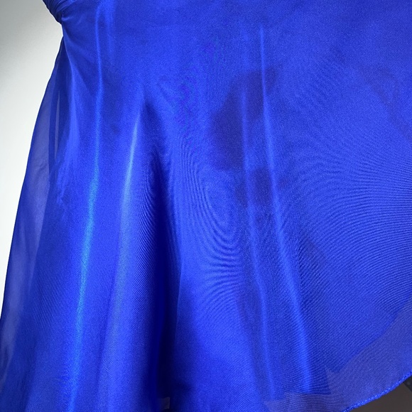 Norma Reed Royal Blue Rhinestone Satin Mesh Mini Fit & Flare Dress Size XS -GUC - Picture 13 of 16